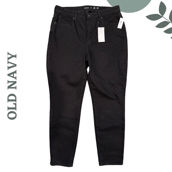 Old Navy High-Rise O.G. Straight Jeans | Black | Size 14 Tall - Picture 1 of 7
